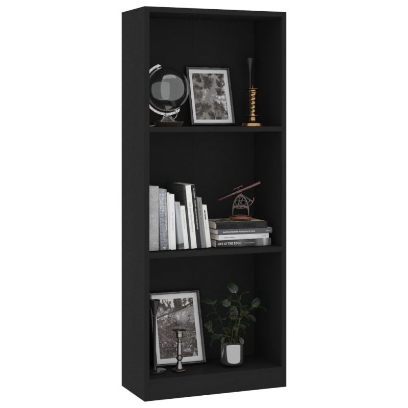 Ormarić za knjige s 3 razine crni 40 x 24 x 108 cm od iverice - Slika 3