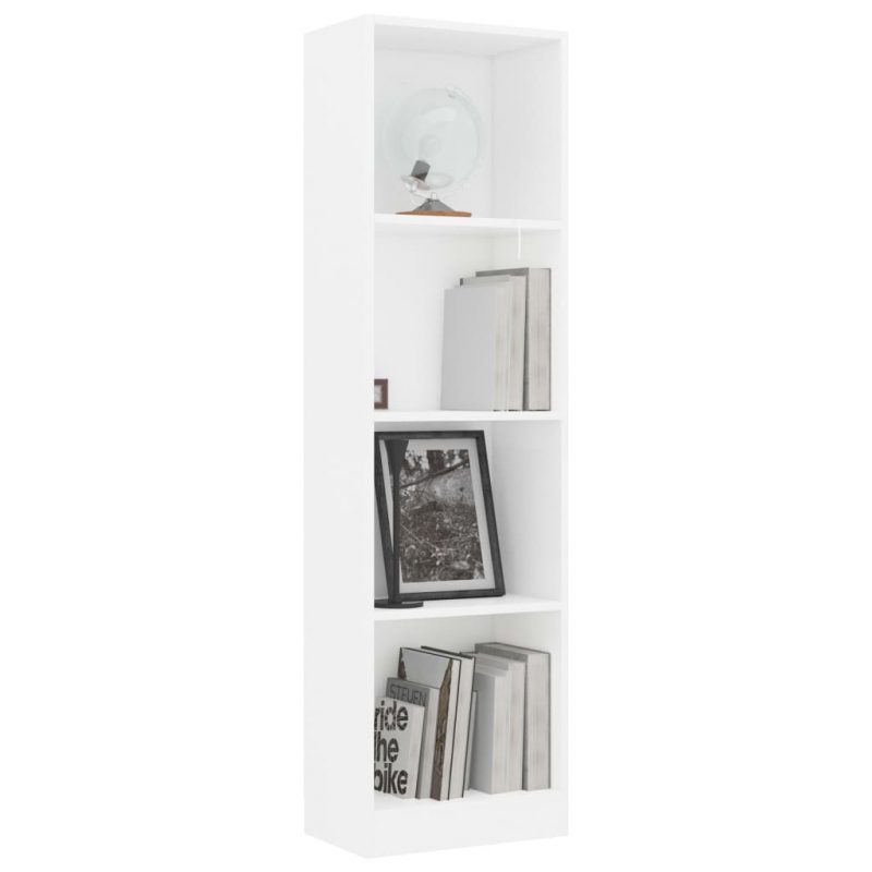 Ormarić za knjige s 4 razine bijeli 40 x 24 x 142 cm od iverice - Slika 3