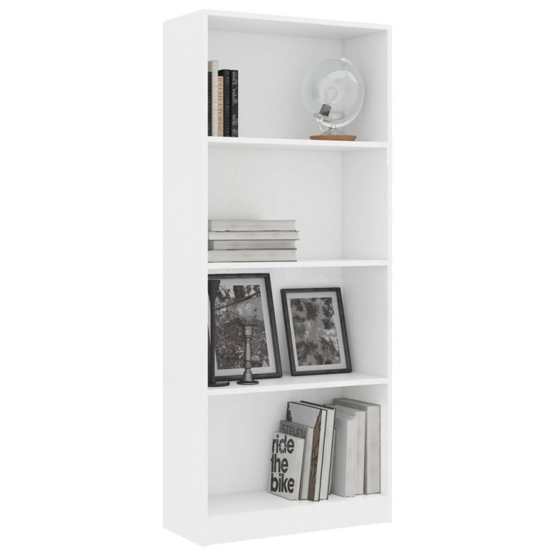 Ormarić za knjige s 4 razine bijeli 60 x 24 x 142 cm od iverice - Slika 3