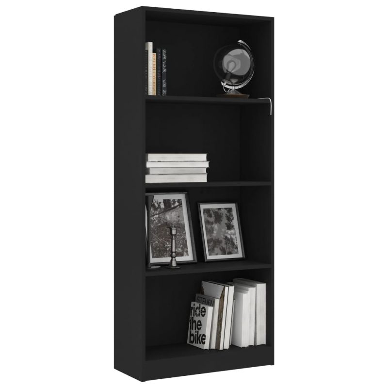 Ormarić za knjige s 4 razine crni 60 x 24 x 142 cm od iverice - Slika 3