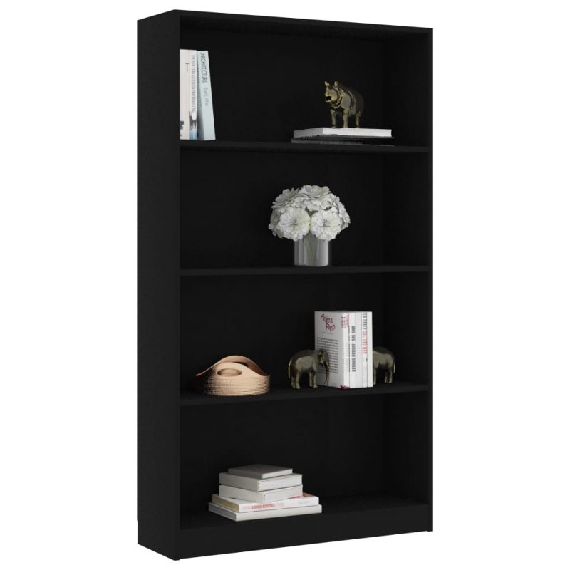 Ormarić za knjige s 4 razine crni 80 x 24 x 142 cm od iverice - Slika 3