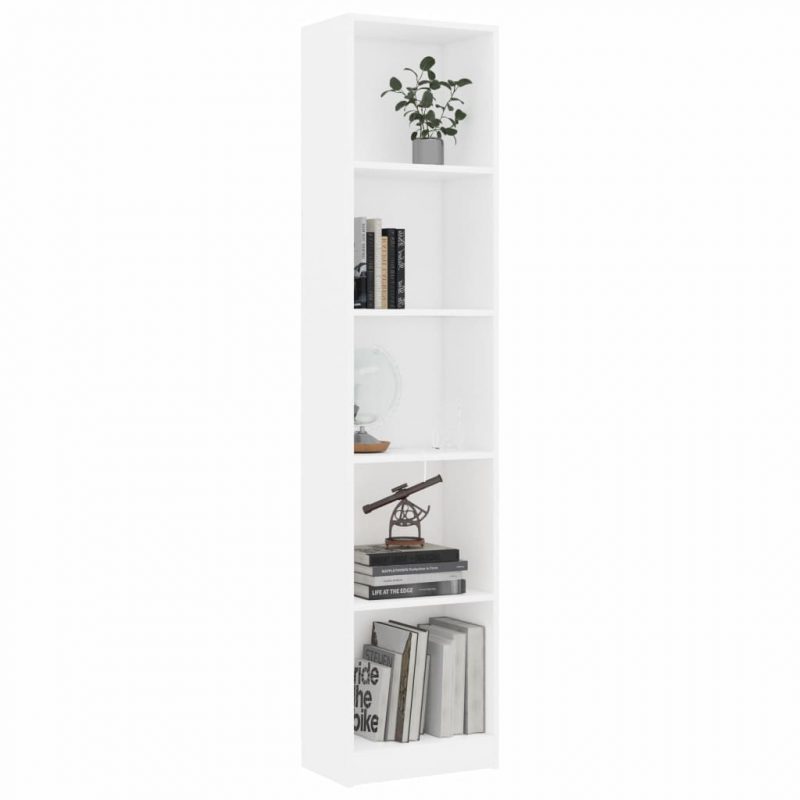 Ormarić za knjige s 5 razina bijeli 40 x 24 x 175 cm od iverice - Slika 3