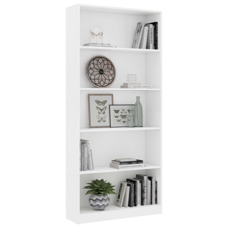 Ormarić za knjige s 5 razina bijeli 80 x 24 x 175 cm od iverice - Slika 3