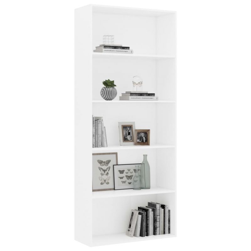 Ormarić za knjige s 5 razina bijeli 80 x 30 x 189 cm od iverice - Slika 3