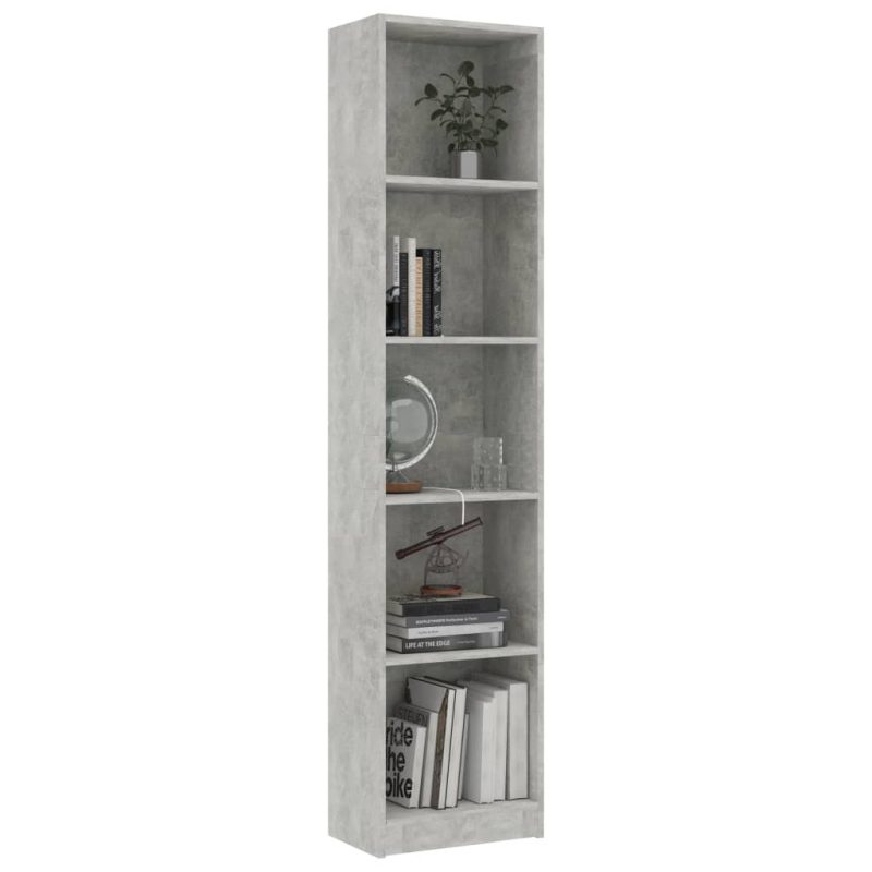 Ormarić za knjige s 5 razina boja betona 40x24x175 cm iverica - Slika 3