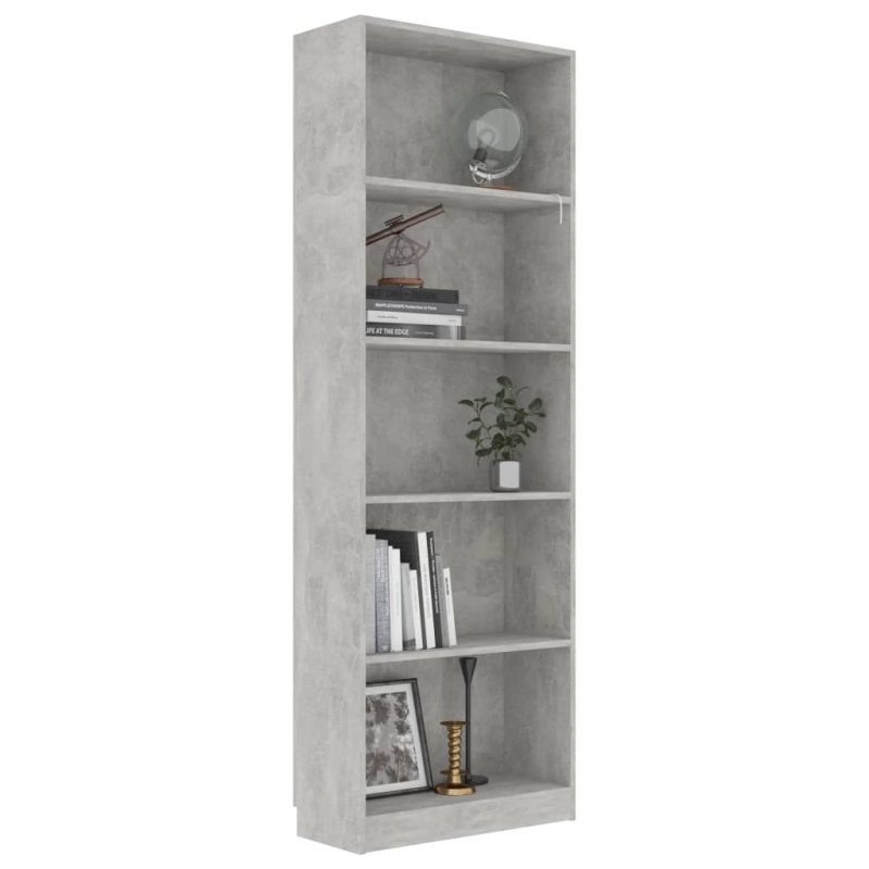 Ormarić za knjige s 5 razina boja betona 60x24x175 cm iverica - Slika 3