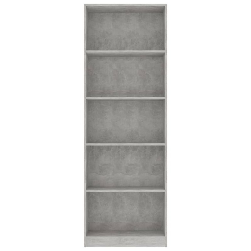 Ormarić za knjige s 5 razina boja betona 60x24x175 cm iverica - Slika 4