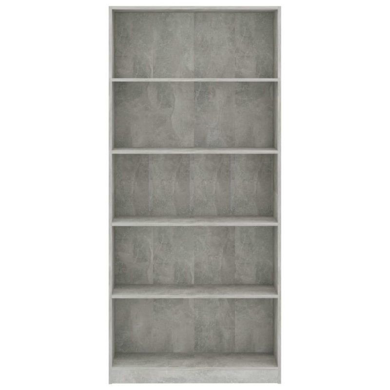 Ormarić za knjige s 5 razina boja betona 80x24x175 cm iverica - Slika 4