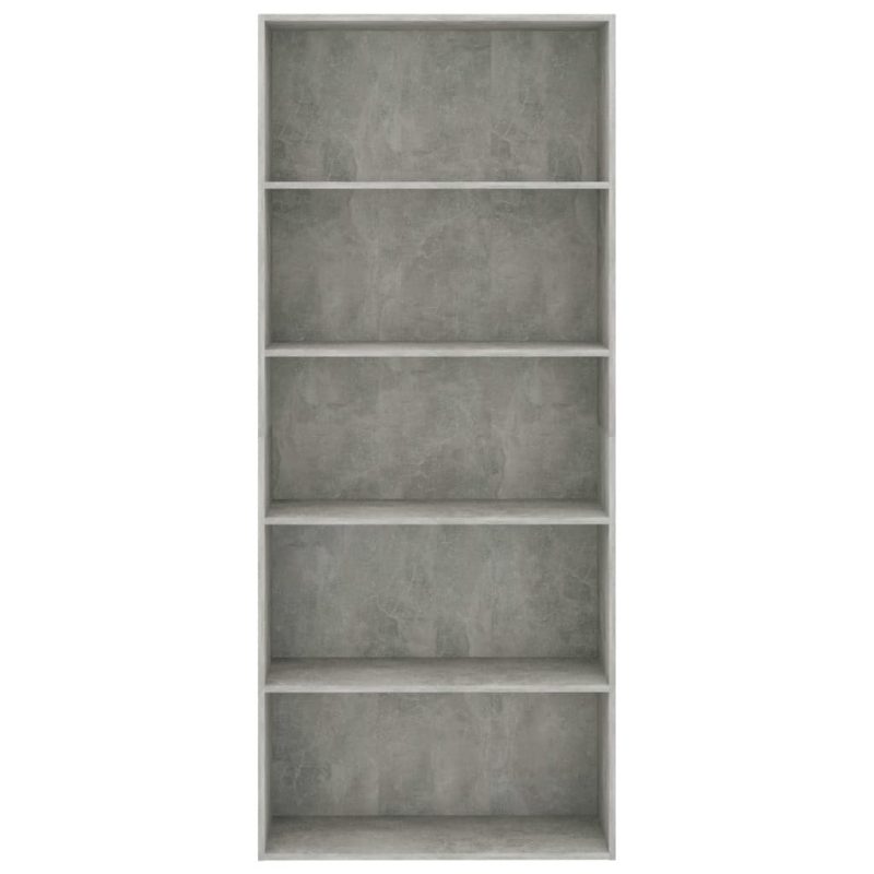 Ormarić za knjige s 5 razina boja betona 80x30x189 cm iverica - Slika 4