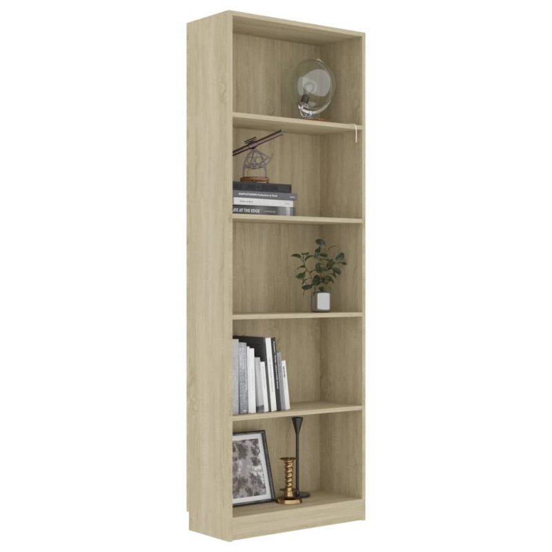 Ormarić za knjige s 5 razina boja hrasta 60x24x175 cm iverica - Slika 3