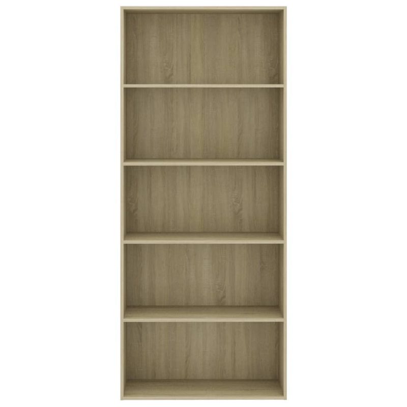 Ormarić za knjige s 5 razina boja hrasta 80x30x189 cm iverica - Slika 4