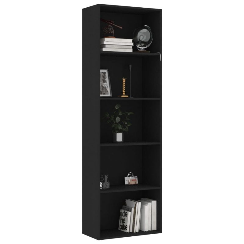 Ormarić za knjige s 5 razina crni 60 x 30 x 189 cm od iverice - Slika 3