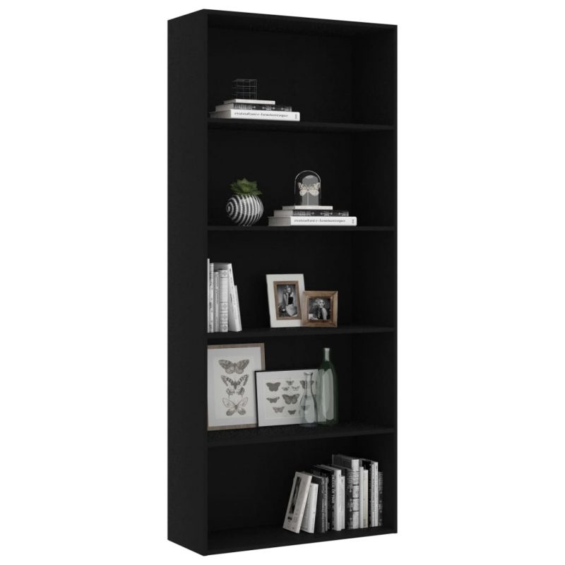 Ormarić za knjige s 5 razina crni 80 x 30 x 189 cm od iverice - Slika 3
