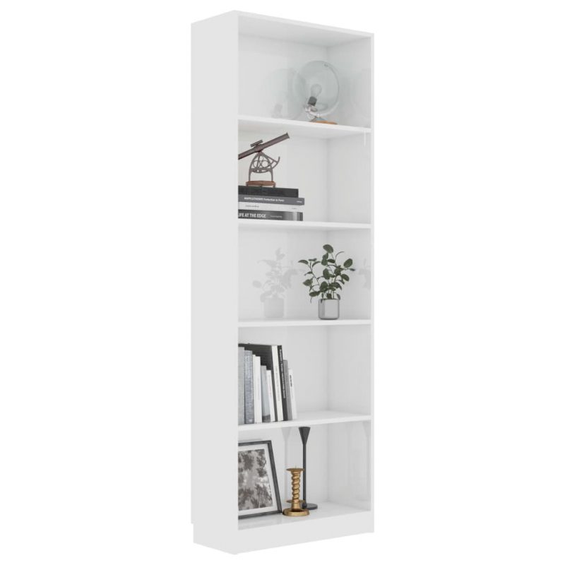 Ormarić za knjige s 5 razina sjajni bijeli 60x24x175 cm iverica - Slika 3