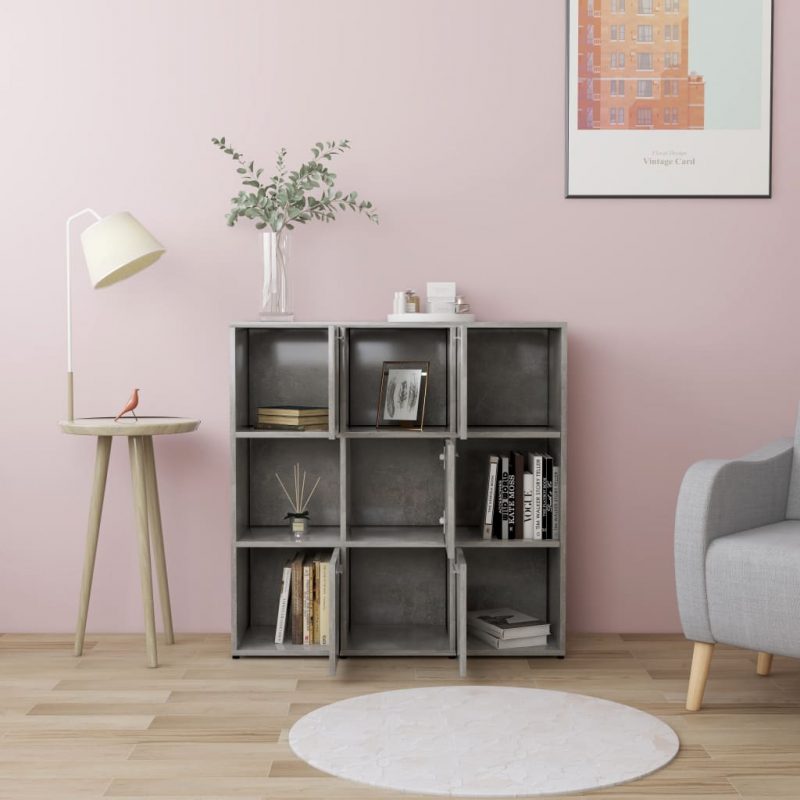 Ormarić za knjige siva boja betona 90 x 30 x 90 cm od iverice - Slika 3