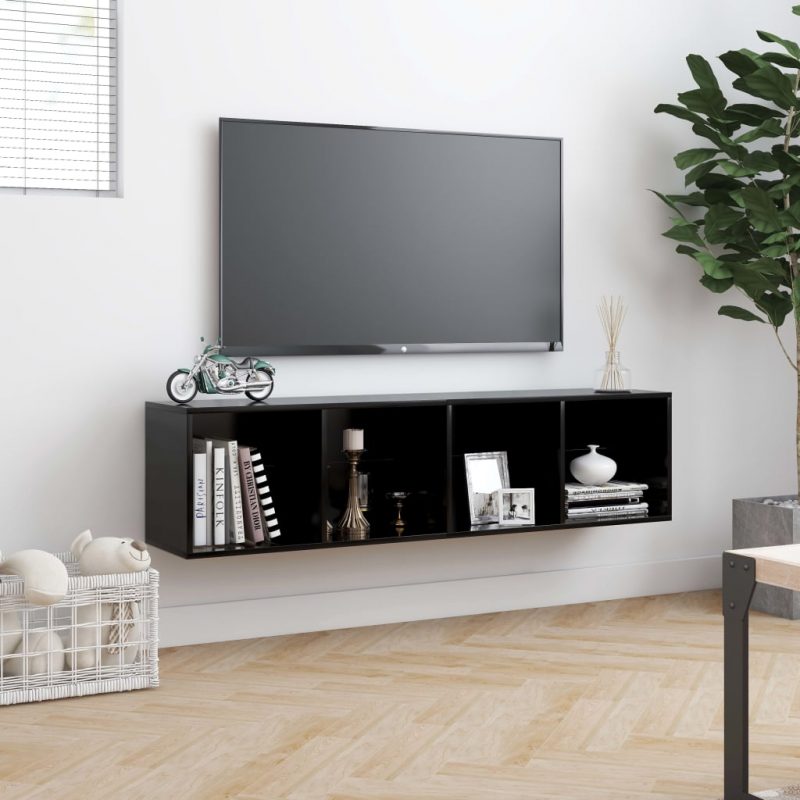 Ormarić za knjige/TV crni 143 x 30 x 36 cm - Slika 4