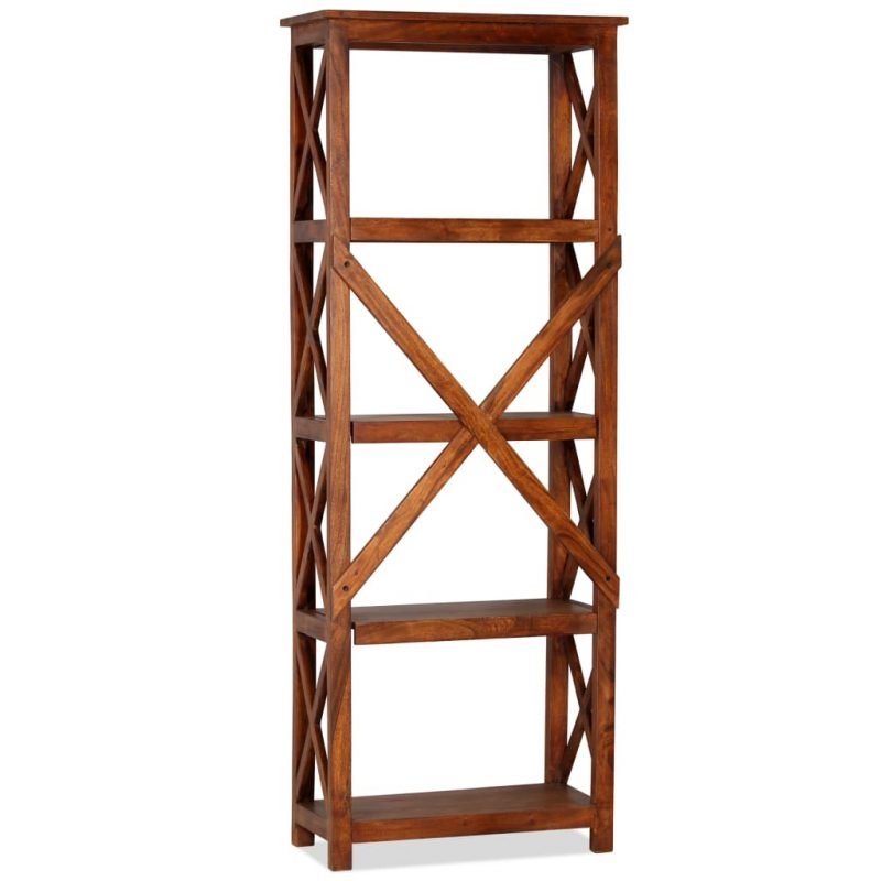 Polica za knjige od masivnog drva bagrema s obradom od šišama 60x30x160 cm - Slika 4