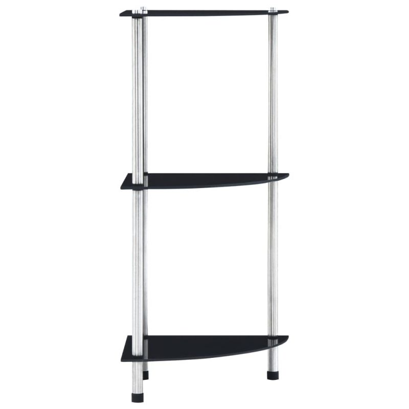 Police s 3 razine crne 30 x 30 x 67 cm od kaljenog stakla - Slika 3