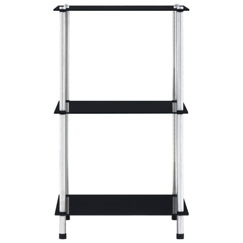 Police s 3 razine crne 40 x 40 x 67 cm od kaljenog stakla - Slika 3