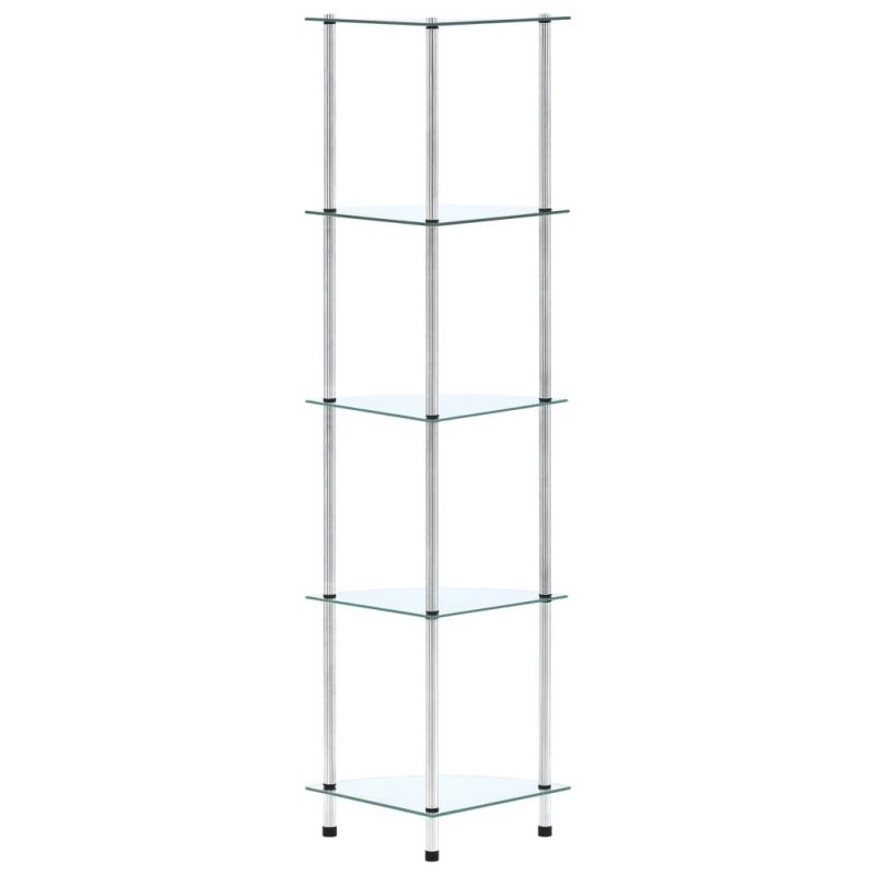 Police s 5 razina prozirne 30 x 30 x 130 cm od kaljenog stakla