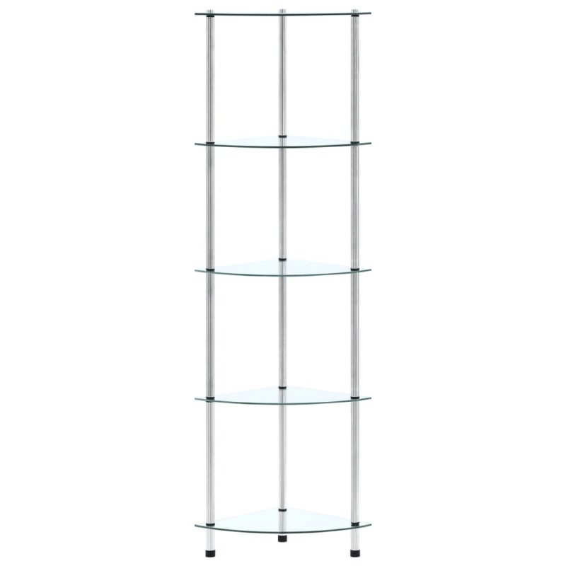 Police s 5 razina prozirne 30 x 30 x 130 cm od kaljenog stakla - Slika 3
