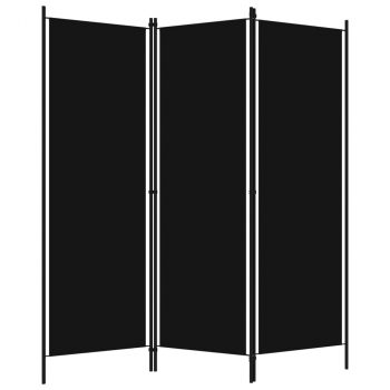 Sobna pregrada s 3 panela crna 150 x 180 cm