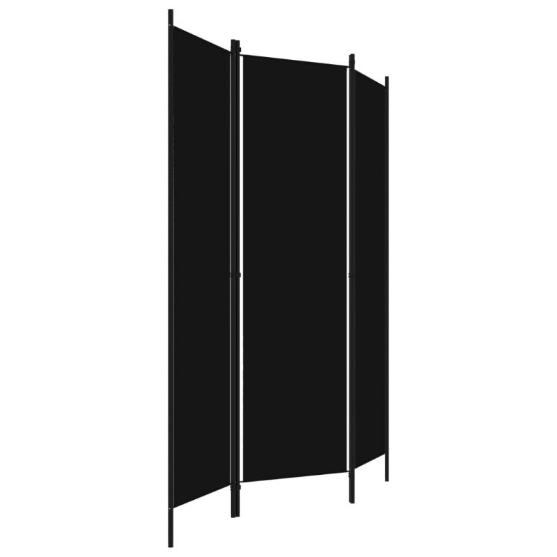 Sobna pregrada s 3 panela crna 150 x 180 cm - Slika 3