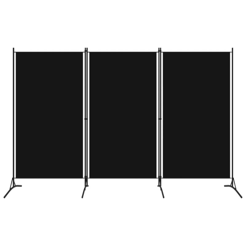 Sobna pregrada s 3 panela crna 260 x 180 cm