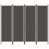 Sobna pregrada s 4 panela antracit 200 x 180 cm