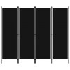 Sobna pregrada s 4 panela crna 200 x 180 cm