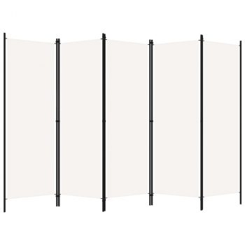 Sobna pregrada s 5 panela bijela 250 x 180 cm