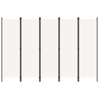 Sobna pregrada s 5 panela bijela 250 x 180 cm