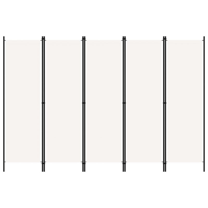 Sobna pregrada s 5 panela bijela 250 x 180 cm