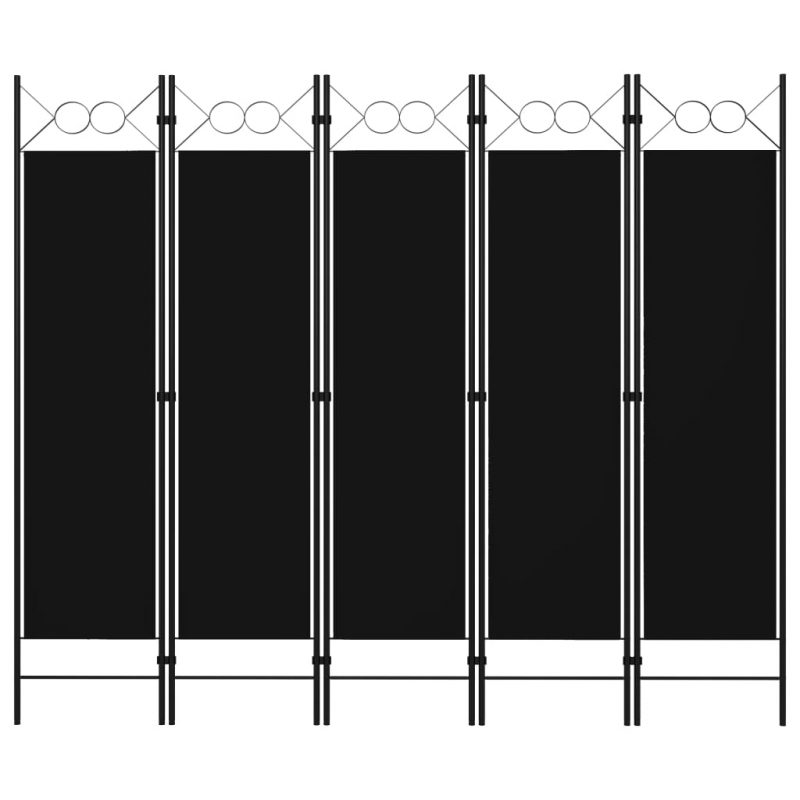 Sobna pregrada s 5 panela crna 200 x 180 cm