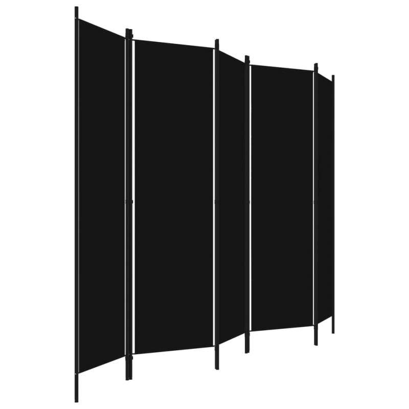 Sobna pregrada s 5 panela crna 250 x 180 cm - Slika 3