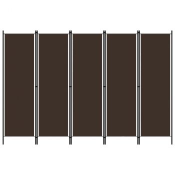 Sobna pregrada s 5 panela smeđa 250 x 180 cm