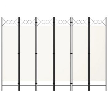Sobna pregrada sa 6 panela bijela 240 x 180 cm