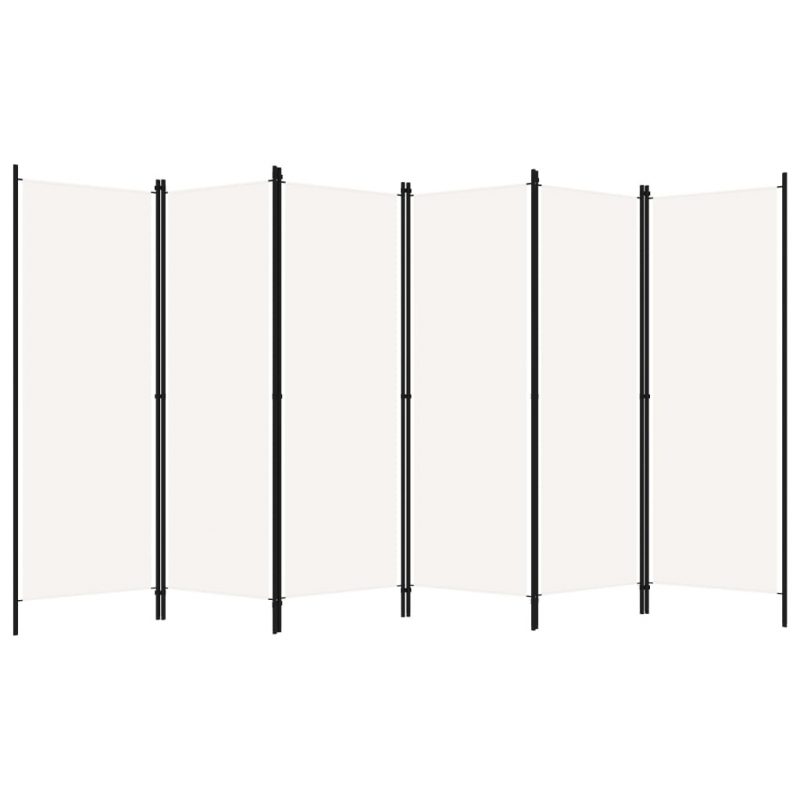 Sobna pregrada sa 6 panela bijela 300 x 180 cm