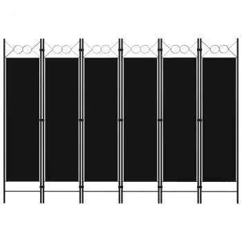 Sobna pregrada sa 6 panela crna 240 x 180 cm