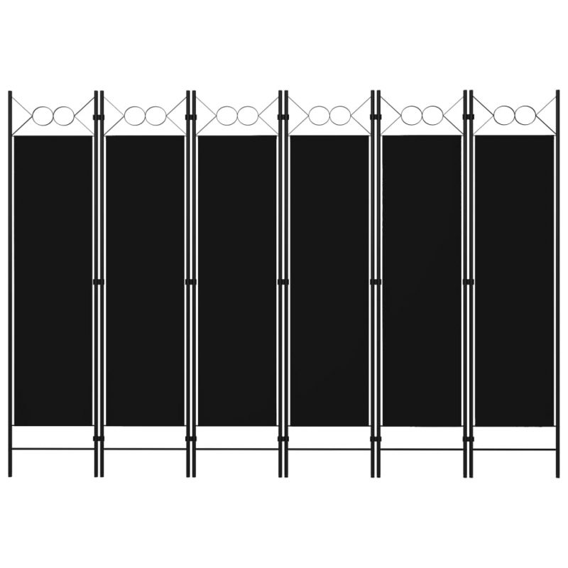 Sobna pregrada sa 6 panela crna 240 x 180 cm