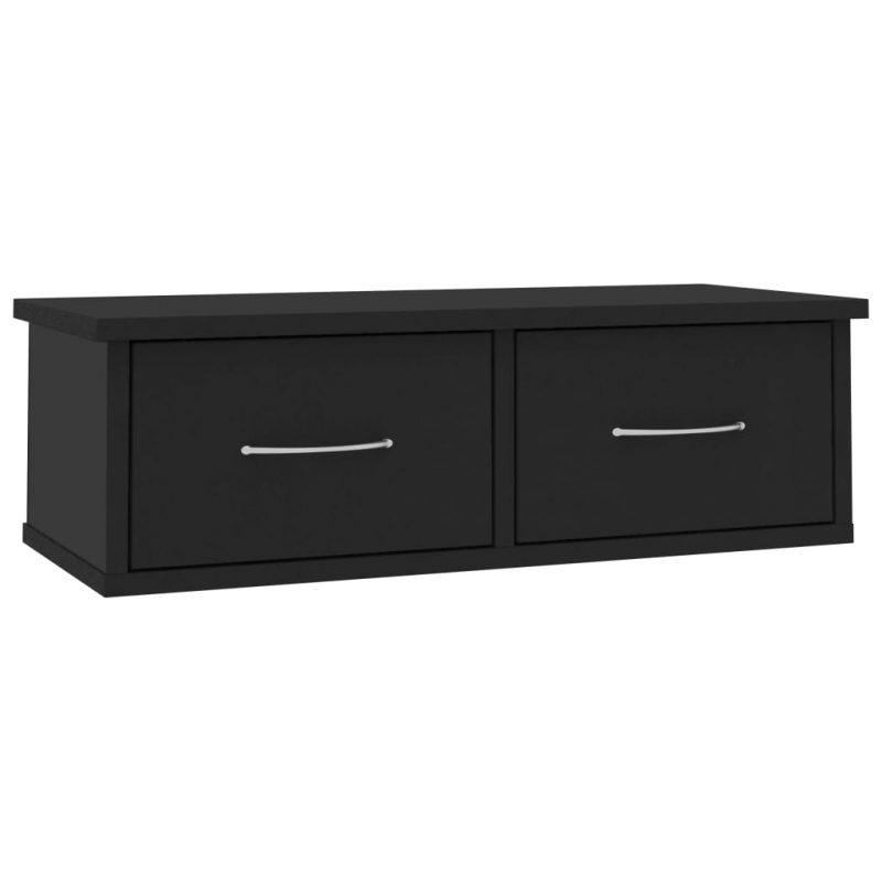 Zidna polica s ladicama crna 60 x 26 x 18