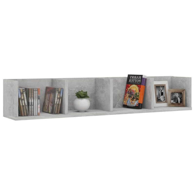 Zidna polica za CD-ove boja betona 100 x 18 x 18 cm od iverice - Slika 3