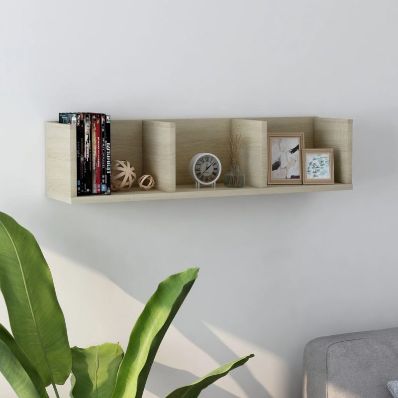 Zidna polica za CD-ove boja hrasta 75 x 18 x 18 cm od iverice - Slika 3