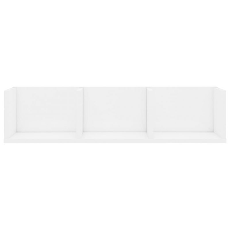 Zidna polica za CD-ove visoki sjaj bijela 75x18x18 cm iverica - Slika 4