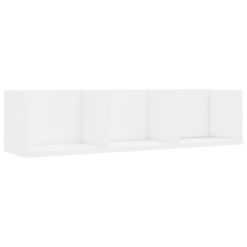 Zidna polica za CD-ove visoki sjaj bijela 75x18x18 cm iverica