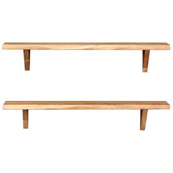 Zidne police od masivnog bagremovog drva 2 kom 90 x 20 x 16 cm