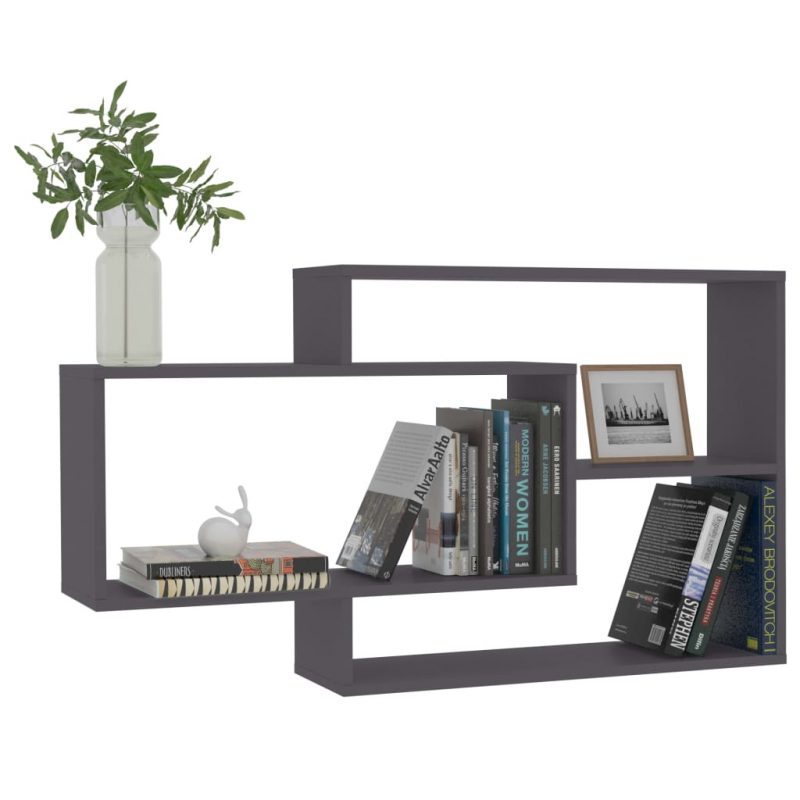 Zidne police sive 104 x 20 x 58,5 cm od iverice - Slika 3