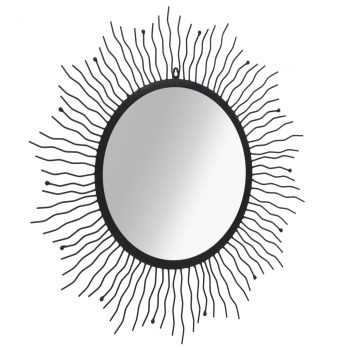 Zidno ogledalo u obliku sunca 80 cm crno
