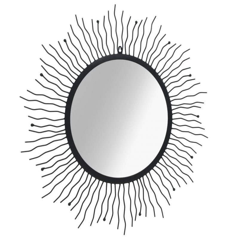 Zidno ogledalo u obliku sunca 80 cm crno
