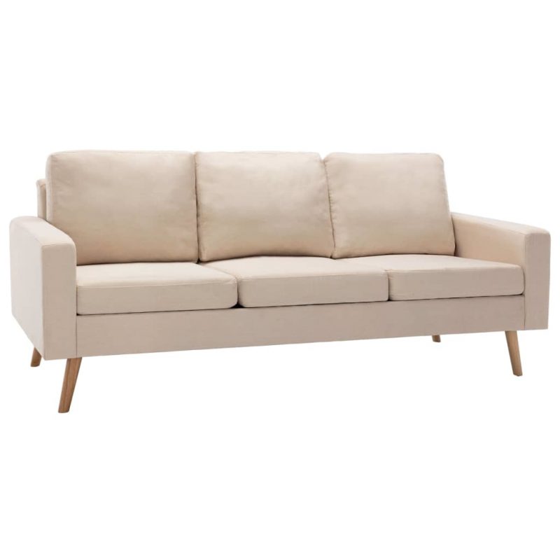 2-dijelni set sofa od tkanine krem